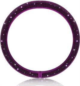 img 3 attached to 🚗 Enhance Your Drive with Women's Fashion Purple Velvet Bling Steering Wheel Cover - Full Coverage, 15 inch Standard Size, Sparkling Purple Diamonds & Glitter Rhinestones