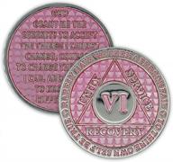 legacy aa chip: celebrate 6 years of sobriety with this pink triplate recovery anniversary token logo