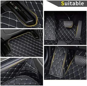 img 1 attached to Shunan Car Floor Mats For A4 Avant 1995-2008 Floor Liners Auto Carpets Luxury Leather Waterproof All Weather Protection Full Coverage Full Set (Black Beige)