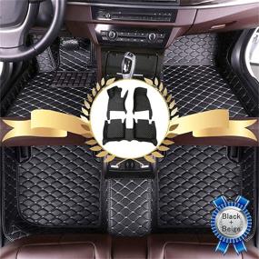 img 4 attached to Shunan Car Floor Mats For A4 Avant 1995-2008 Floor Liners Auto Carpets Luxury Leather Waterproof All Weather Protection Full Coverage Full Set (Black Beige)