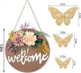 img 3 attached to Rustic Farmhouse Interchangeable Wood Hanging Sign Decor With Artificial Flowers For Front Door, Coffee Bar And Porch - Brown