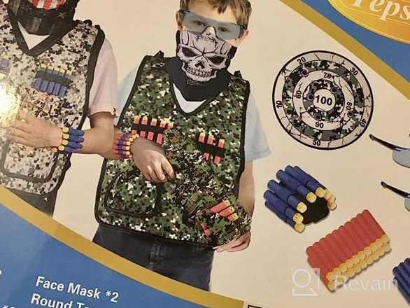 img 1 attached to Tepsmigo 2-Pack Tactical Vest Kit For Kids Boys Girls 5+ With 100 Refill Darts, 2 Reload Clips, Face Tube Masks, Hand Wrist Bands & Protective Glasses review by Dwayne Shavers