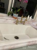 img 1 attached to Antique Brass 2-Handle 8" Centerset Bridge Kitchen Faucet 360° Swivel Vintage Tap WOWOW Gold review by Keyone Brownlee