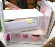 img 1 attached to YGYQZ Small Bookshelf for Desktop Storage: Mini Cute 📚 Office Desk Shelves in White – Versatile Organizers for Women, Kids review by Isaac Tutt