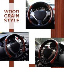 img 2 attached to Upgrade Your Ride With The Elantrip Wood Grain Leather Steering Wheel Cover - Anti-Slip And Perfect Fit For Car, Truck, SUV, And Jeep - 14.5 To 15 Inches