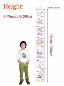 img 3 attached to Wood Frame Fabric Canvas Baby Growth Chart Hanging Ruler Wall Decor - Height Measurement For Kids Toddlers And Babies (Animal Pattern)