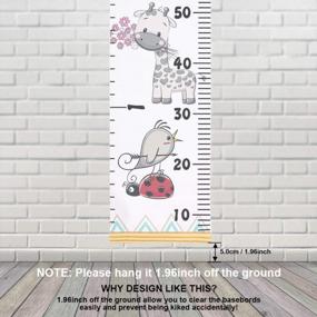 img 1 attached to Wood Frame Fabric Canvas Baby Growth Chart Hanging Ruler Wall Decor - Height Measurement For Kids Toddlers And Babies (Animal Pattern)