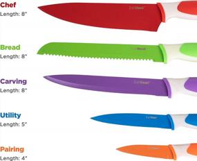 img 3 attached to EatNeat 12-Piece Colorful Kitchen Knife Set - 5 Colored Stainless Steel Knives With Sheaths, Cutting Board, And A Sharpener - Razor Sharp Cutting Tools That Are Kitchen Essentials For New Home