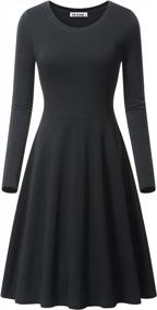 img 2 attached to Women'S Casual Autumn Swing Midi Dress Long Sleeve VETIOR Dresses