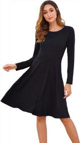 img 4 attached to Women'S Casual Autumn Swing Midi Dress Long Sleeve VETIOR Dresses