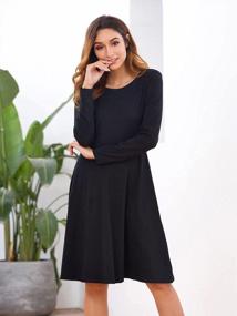 img 3 attached to Women'S Casual Autumn Swing Midi Dress Long Sleeve VETIOR Dresses