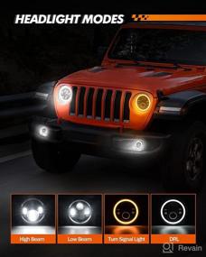 img 3 attached to 🔦 SEO-Optimized 7" Round LED Headlight with White DRL/Amber Turn Signal + 4" LED Fog Lights with White DRL Halo Ring - Compatible with 2007-2018 Jeep Wrangler JK, Includes H4-H13 Adapter