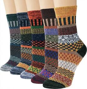 img 4 attached to 5 Pairs Of Vintage Soft Wool Socks - Thick Knit Cozy Winter Socks For Women Gifts