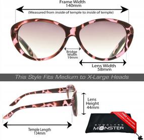 img 3 attached to Стильные женские солнцезащитные очки для чтения с полными линзами — ProSPORT кошачий глаз большого размера с затемненными линзами