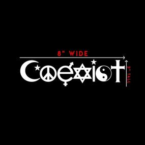 img 1 attached to 🌍Coexist Peace Стикер Декаль: Ноутбук, Машина, Ноутбук - 8" x 2" (Белый)