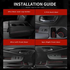 img 1 attached to Auovo 26Pcs Anti-Dust Mats For Honda Ridgeline Accessories 2017 2018 2019 2020 2021 2022 Car Cup Holder Inserts,Center Console Liner,Door Pocket Liner Mat Premium Custom Interior (Red)
