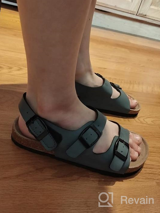 img 1 attached to Comfortable Slip-On Cork Footbed Sandals for Kids - Adjustable Buckles and Slip-Resistant Platform for Boys - Ideal for Indoor and Outdoor Use at Beach, Home and Summer Fun by Seranoma JR Madagascar review by Aaron Wilson