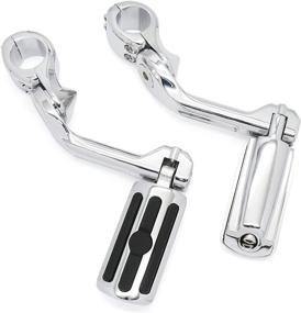 img 2 attached to [Upgraded] Chrome Highway Pegs Fits Harley Davidson Long Angled Adjustable Foot Peg Mount With Clamps For 1 1/4 Highway Bar