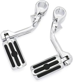 img 3 attached to [Upgraded] Chrome Highway Pegs Fits Harley Davidson Long Angled Adjustable Foot Peg Mount With Clamps For 1 1/4 Highway Bar