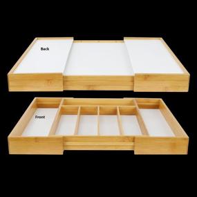 img 2 attached to Organize Your Kitchen In Style With Utoplike Bamboo Expandable Cutlery Tray - Natural & White Options Available!