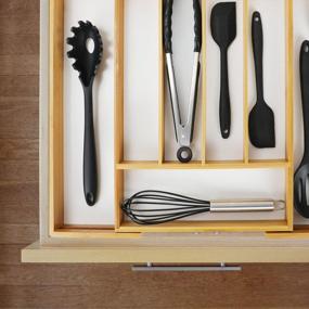 img 1 attached to Organize Your Kitchen In Style With Utoplike Bamboo Expandable Cutlery Tray - Natural & White Options Available!