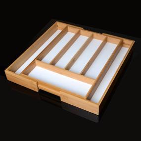 img 3 attached to Organize Your Kitchen In Style With Utoplike Bamboo Expandable Cutlery Tray - Natural & White Options Available!