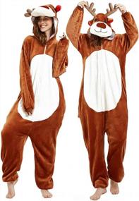 img 4 attached to CASABACO Women'S Deer Costume Adult Reindeer Onesie Pajama: Comfy And Fun Sleepwear For Christmas