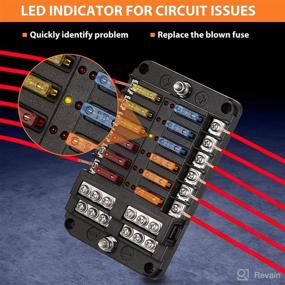 img 2 attached to Kofarrten 12 Way Blade Fuse Block - 12V Automotive Fuse Box Holder with Waterproof Cover, Negative Bus Fuse Panel, LED Indicator - Ideal for Automotive, Car, Truck, Boat, Marine, RV, Van