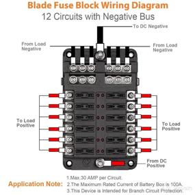 img 1 attached to Kofarrten 12 Way Blade Fuse Block - 12V Automotive Fuse Box Holder with Waterproof Cover, Negative Bus Fuse Panel, LED Indicator - Ideal for Automotive, Car, Truck, Boat, Marine, RV, Van