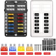 kofarrten 12 way blade fuse block - 12v automotive fuse box holder with waterproof cover, negative bus fuse panel, led indicator - ideal for automotive, car, truck, boat, marine, rv, van logo