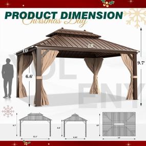 img 2 attached to YOLENY 10' X 13' Hardtop Gazebo With Galvanized Steel Frame, Double Roof Canopy, Netting, And Curtains - Perfect For Outdoor Areas, Gardens, Patios, Lawns, And Parties