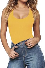 img 3 attached to 👗 MANGOPOP Ribbed Racerback Bodysuit – Trendy Women's Clothing and Bodysuits