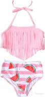 toddler girl swimsuit - baby triangle tassel halter 👙 bikini tankini set - 2-piece bathing suit for girls swimwear logo