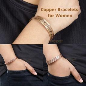 img 1 attached to Set Of 3 Copper Bracelets For Men & Women - Natural Relief From Joint Pain And Arthritis