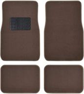 🚗 beige heavy duty front & rear carpet floor mats: all weather protection for car suv van & truck with anti-slip nibs - universal liners designed for most vehicles logo