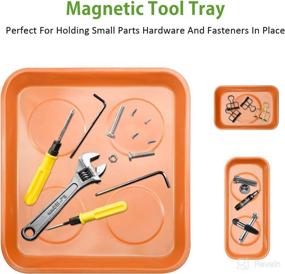 img 1 attached to 🧲 Stainless Steel Magnetic Trays Set - 3-Piece (10.5" x 11.5" / 5.9" x 2.5" / 3.6" x 2.4" Square) - Ideal for Small Parts & Tools Organization