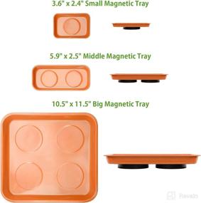 img 3 attached to 🧲 Stainless Steel Magnetic Trays Set - 3-Piece (10.5" x 11.5" / 5.9" x 2.5" / 3.6" x 2.4" Square) - Ideal for Small Parts & Tools Organization