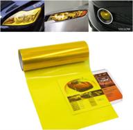 🚗 high-quality yellow tinted vinyl car light tint film for headlights, fog lights, and taillights - self-adhesive, shiny chameleon tail back color sticker - 48 inch x 12 inch - premium auto accessories, parts (1pc) logo