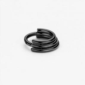 img 1 attached to Three-Ring Stacked Clicker Septum Hoop In 316L Surgical Steel, Hinged And 16G, Available In Silver, Gold, Rose Gold, And Black, Perfect For Daith Earrings, 8Mm Diameter - FANSING