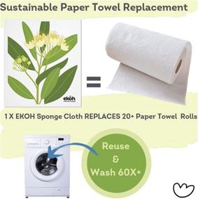 img 3 attached to 🍋 2 Pack Swedish Dishcloths with Lemon Myrtle & Eucalyptus Prints - Eco-Friendly, Reusable, and Biodegradable Cellulose Sponge Cloths for Washing Dishes and Cleaning The Kitchen - A Sustainable Paper Towel Alternative