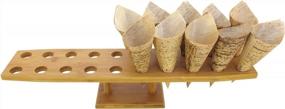 img 3 attached to BambooMN 22 Inch Natural Bamboo Oblong Food Cone Display Stand For Restaurants And Catered Events