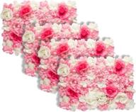 🌺 silk flowers wall panel - 4 pcs (11 sqft) 24"x16" carnations 3d flower wall decor for nails room, home office, wedding backdrop, bridal shower, baby girls room, nursery, pink room décor логотип