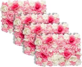 img 4 attached to 🌺 Silk Flowers Wall Panel - 4 PCs (11 SQFT) 24"x16" Carnations 3D Flower Wall Decor for Nails Room, Home Office, Wedding Backdrop, Bridal Shower, Baby Girls Room, Nursery, Pink Room Décor