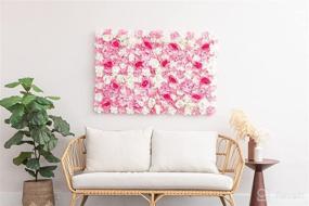 img 1 attached to 🌺 Silk Flowers Wall Panel - 4 PCs (11 SQFT) 24"x16" Carnations 3D Flower Wall Decor for Nails Room, Home Office, Wedding Backdrop, Bridal Shower, Baby Girls Room, Nursery, Pink Room Décor