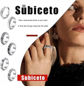 img 3 attached to Find Serenity With Subiceto'S 6-Piece Spinner Ring Set: Stainless Steel Moon, Star And Flower Designs For Women'S Fidgeting, Stress Relief And Promise
