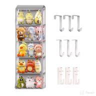 efficient stuffed animal organizer: over-the-door hanging storage with clear dust-proof pockets for displaying kid's toys (light gray) logo