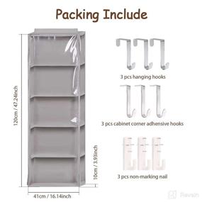 img 2 attached to Efficient Stuffed Animal Organizer: Over-The-Door Hanging Storage with Clear Dust-Proof Pockets for Displaying Kid's Toys (Light Gray)