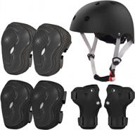 protective gear set for kids: toddler helmet and knee elbow pads with wrist guards - ideal for skateboard, cycling, skating, scooter, roller skates - 2-8 years логотип
