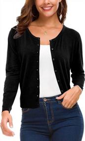 img 4 attached to LANISEN Women'S Lightweight Knit Cardigan With Button Down Front And Classic Crew Neck Design