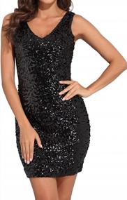 img 4 attached to Glittering Sequin Mini Party Dress With Deep V-Neckline For Women By PrettyGuide